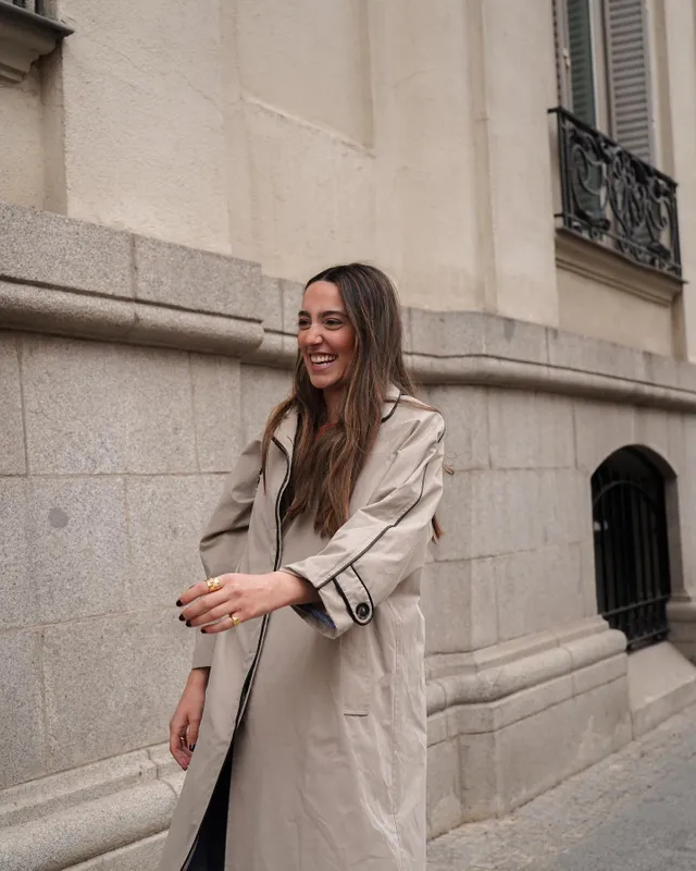 Long oversize taupe trench coat Sophie and Lucie