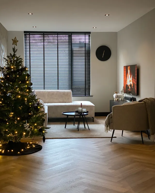 Timberlux bamboe jaloezie met ladderband - Zwart | 123Jaloezie