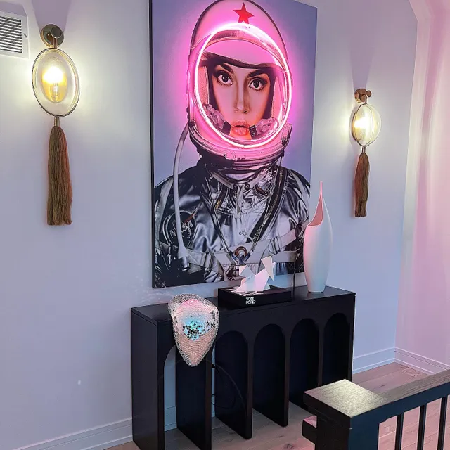 Silver Louis Vuitton Neon Artwork - Andrew Martin Space Girl Logos