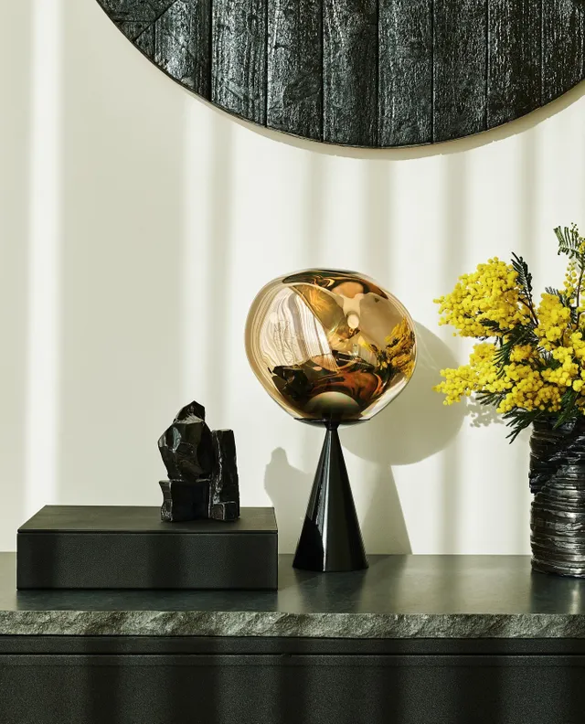 Tom Dixon Official | Tube Dining Table Brass Pebble Marble Tom Dixon Official | Tube Dining Table Brass Pebble Marble