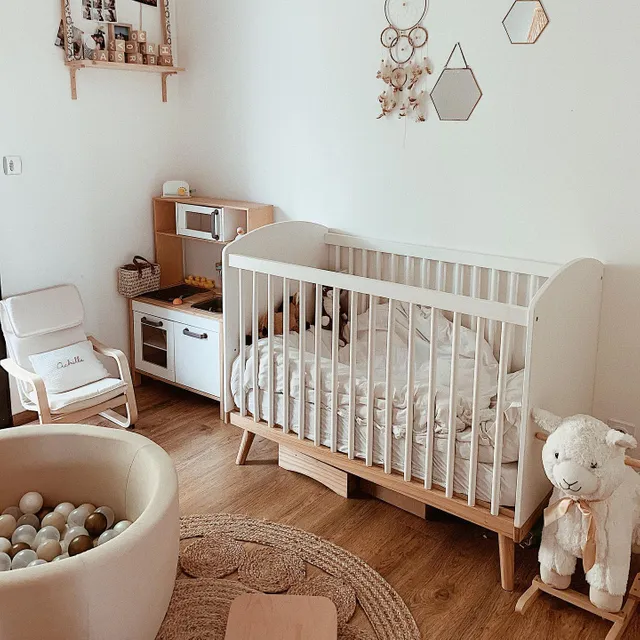 Lit Bebe A Barreaux Ligne Confetti Vert Vertbaudet