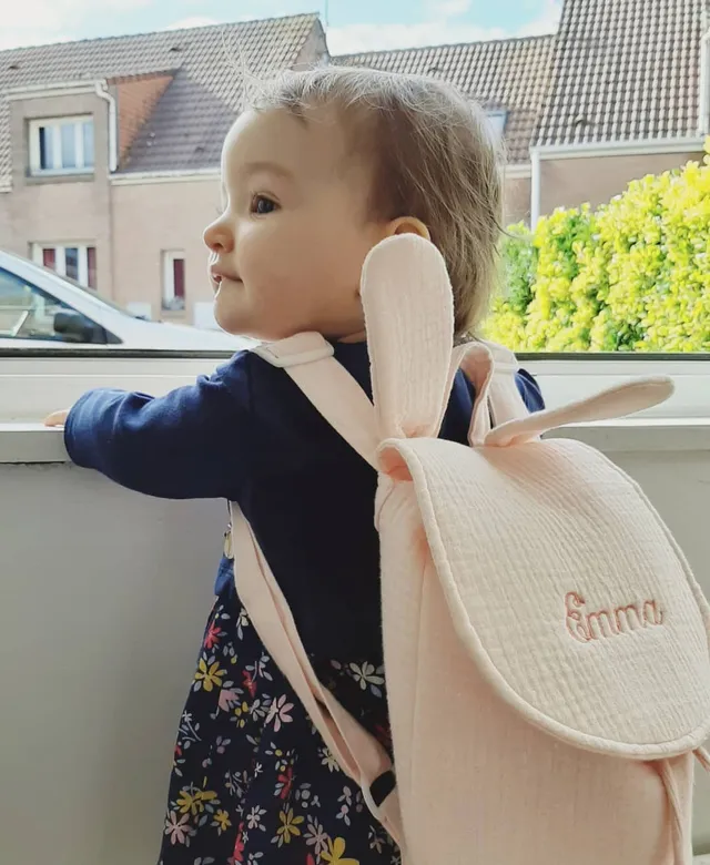 Sac A Dos Personnalisable En Gaze De Coton Bleu Vertbaudet