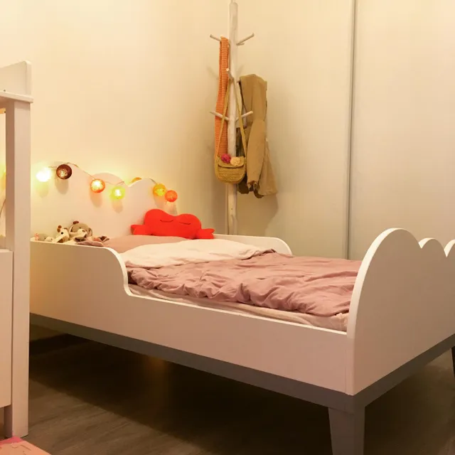 Lit Evolutif Enfant Ligne Nuage Blanc Gris Vertbaudet