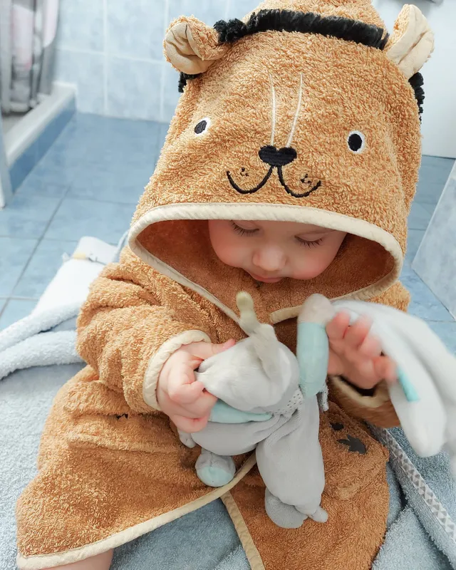 Peignoir Bebe Personnalisable Lion Oeko Tex Camel Vertbaudet