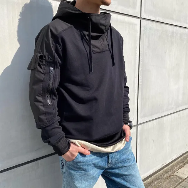 Mixed Woven Cargo Hooded Sweater | ブラック | G-Star RAW® JP