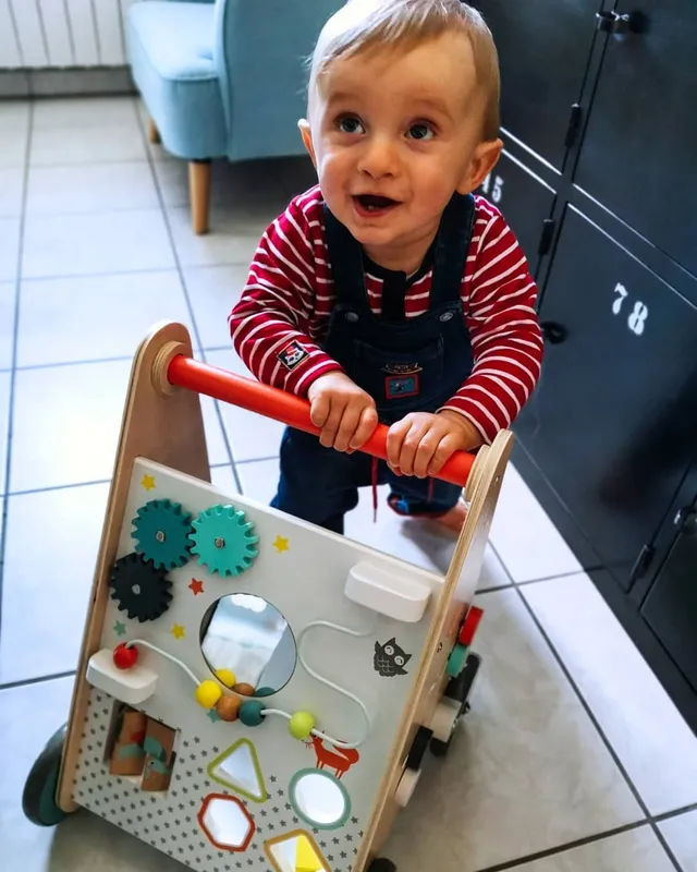 Chariot De Marche Avec Freins En Bois Fsc Rose Vertbaudet