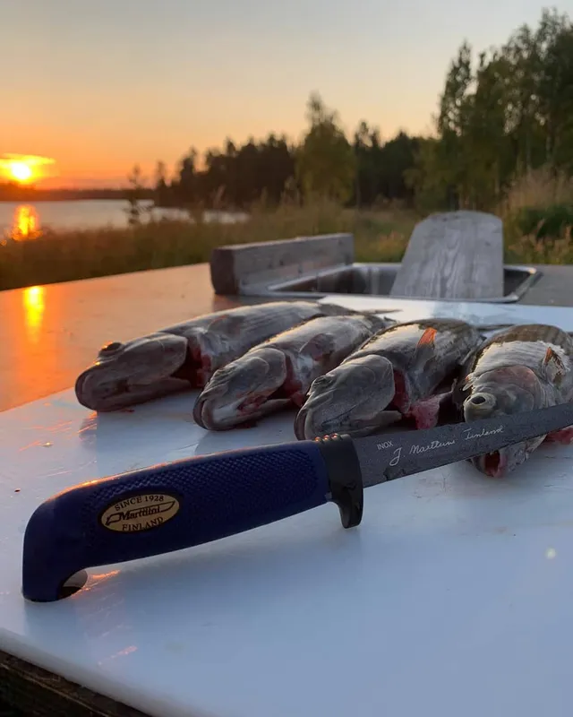 Marttiini 6 Professional Fish Filleting Knife with Martef Coating, Leather  Sheath