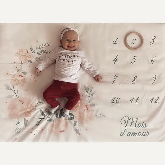 Tapis Photo Bebe Eau De Rose Ecru Rose Vertbaudet