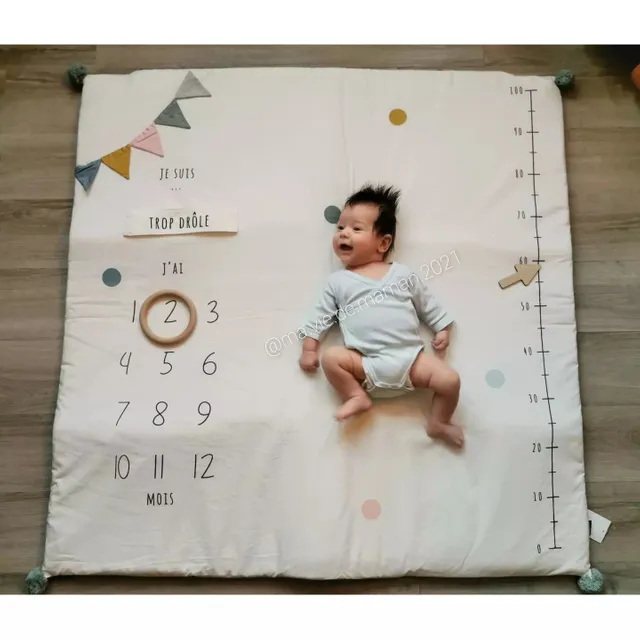 Tapis Photo Bebe Personnalisable Ecru Vert Vertbaudet