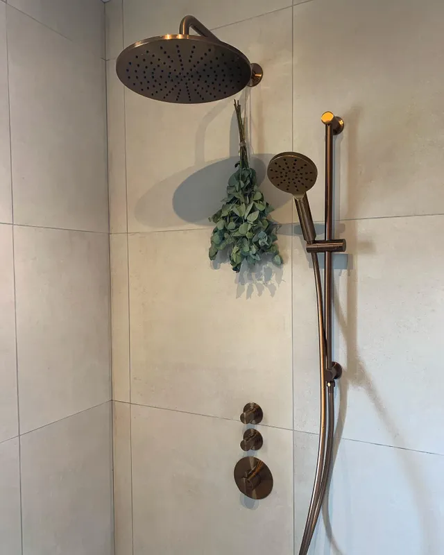 Banio Cuivre douche à effet pluie encastrable ronde avec douche de tête 20  cm et bras