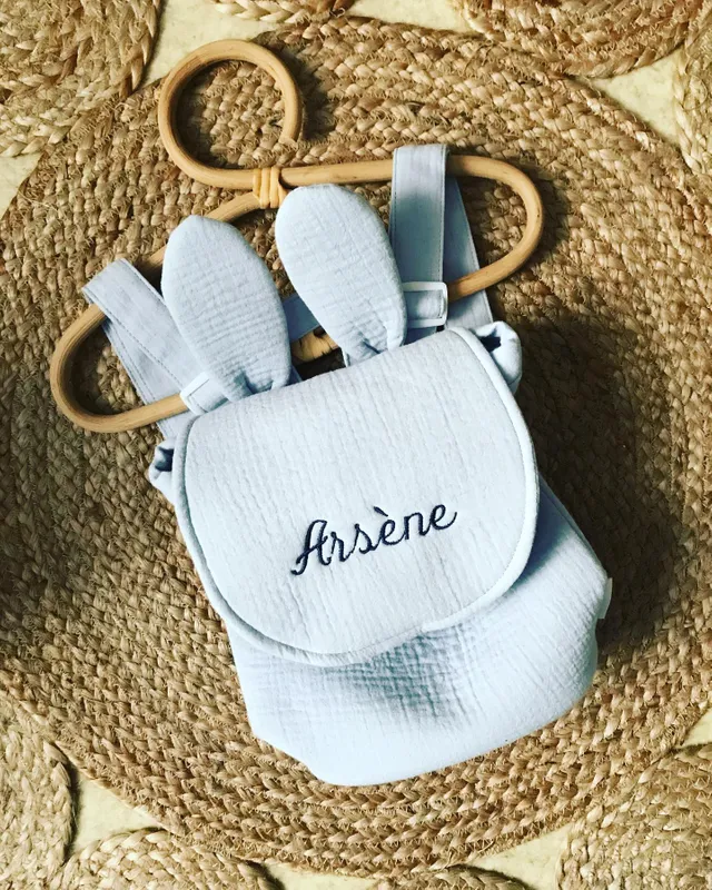 Sac A Dos Personnalisable En Gaze De Coton Bleu Vertbaudet
