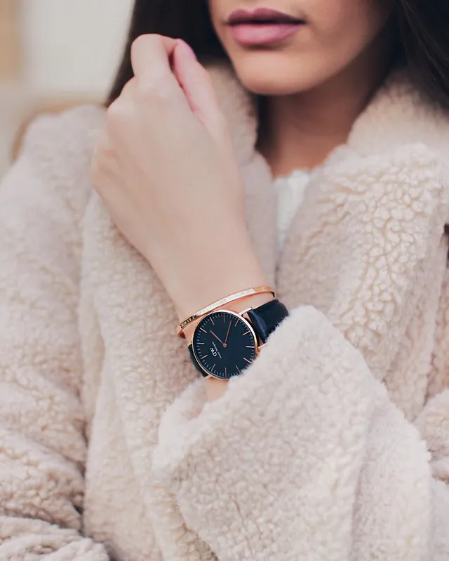 daniel wellington classic black sheffield rose gold